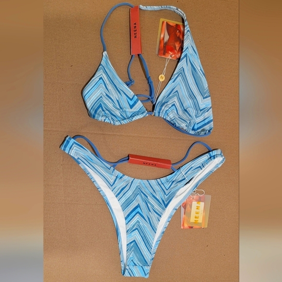 NWT - OH POLLY - NEENA 2 PIECE BLUE BIKINI ( sz.- Med)